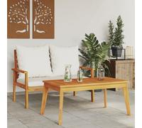 DYRJDJWIDHW Acacia Wood Garden Set with Cushions Outdoor Patio Furniture 3-Piece Bistro Set for Backyard Dining Relaxation Durable Weather-Resistant