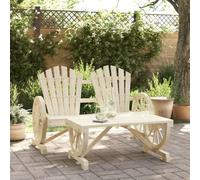 DYRJDJWIDHW Adirondack Garden Furniture Set 2 Pieces Solid Fir Wood Outdoor Patio Bistro Set with Comfortable Seating and Side Table for Terrace, Backyard, Poolside