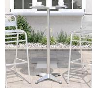 DYRJDJWIDHW Adjustable Height Outdoor Bar Table Aluminum Round Bistro Patio Table with Folding Top for Garden BBQ Party Wedding Lightweight Weather-Resistant Silver