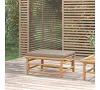 DYRJDJWIDHW Bamboo Footrest for Outdoor Lounge with Taupe Cushion - Durable Garden Ottoman, Modular Patio Furniture Set, Comfortable Footstool for Coffee & Tea Time, 55x65x30cm