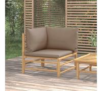 DYRJDJWIDHW Bamboo Garden Corner Sofa Set with Taupe Cushions, Outdoor Modular Sectional Furniture for Patio, Balcony Or Terrace, Durable & Comfortable Lounge Seating