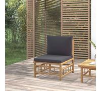 DYRJDJWIDHW Bamboo Garden Sofa Set with Dark Gray Cushions, Outdoor Modular Center Loveseat for Patio, Balcony Or Terrace, Durable Natural Material, Comfortable Seating Experience, Easy Assembly
