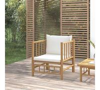 DYRJDJWIDHW Bamboo Garden Sofa with Cream White Cushions - Outdoor Modular Lounge Furniture for Patio, Balcony - Durable Natural Material, Comfortable Seating, Easy Assembly