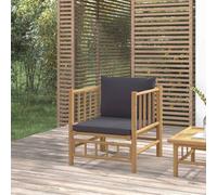 DYRJDJWIDHW Bamboo Garden Sofa with Dark Gray Cushions, Outdoor Modular Lounge Set for Patio, Durable Natural Material, Comfortable Seating Experience, Weather-Resistant Furniture