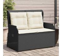 DYRJDJWIDHW Banc de Jardin Inclinable avec Coussins, Chaise Longue d'Exterieur Noir en Resine Tresse, Mobilier de Jardin Confortable et Reglable pour Terrasse, Balcon, Patio, Charge Max 110kg