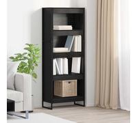DYRJDJWIDHW Bibliothèque Chêne Noir 80 x 30 x 155 cm Bois d'ingénierie Étagère Rangement Industriel avec Pieds Acier Salon Bureau Livres Déco Moderne Durable