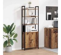 DYRJDJWIDHW Bibliothèque en Bois Ancien 60x24x161 cm, Étagère Loft Industriel avec Porte, Meuble Rangement Durable pour Bureau Salon, 6 Niveaux Stockage Livres Déco