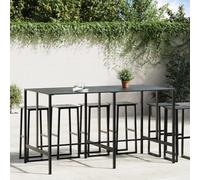 DYRJDJWIDHW Black Bar Table 200x100x110 cm Powder Coated Steel - Rustproof Outdoor Indoor Pub Table with Slatted Top for Patio, Garden, Living Room Durable & Stable Modern Design