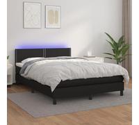 DYRJDJWIDHW Black LED Bed Frame with Mattress 140x200cm, Adjustable Headboard, Individual Pocket Springs, Skin-Friendly Mattress Protector, Modern Bedroom Furniture Set with USB Lighting