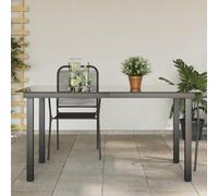 DYRJDJWIDHW Black Outdoor Dining Table 150x90x74 cm with Tempered Glass Top and Powder Coated Aluminum Frame for Garden, Patio, Terrace - Weatherproof & Easy Assembly