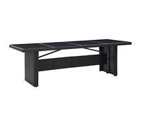 DYRJDJWIDHW Black Outdoor Dining Table 240x90x74 cm Woven Resin & Glass Top Modern Garden Patio Furniture Weatherproof Powder Coated Steel Frame Easy to Clean Move - Elegant Terrace Decor