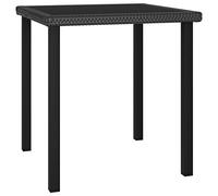 DYRJDJWIDHW Black Outdoor Dining Table 70x70x73 cm Woven Resin with Tempered Glass Top - Patio Garden Furniture Set Durable Powder-Coated Steel Frame Easy to Move & Clean