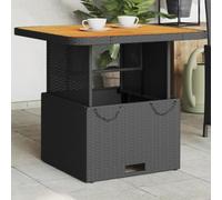 DYRJDJWIDHW Black Outdoor Dining Table 80x80x71 cm with Woven Resin and Acacia Wood, Adjustable Height Patio Table for Garden, Terrace, Balcony, Weather-Resistant & Easy to Clean