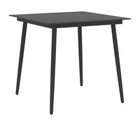 DYRJDJWIDHW Black Outdoor Dining Table 80x80x74 cm with Tempered Glass Top & Powder Coated Steel Frame - Modern Garden Patio Furniture for Family Meals and Entertaining