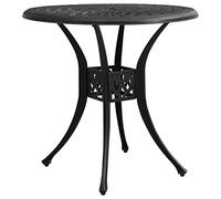 DYRJDJWIDHW Black Outdoor Garden Table 78x78x72 cm Cast Aluminum with Umbrella Hole, Durable Patio Tea Coffee Table for Backyard, Terrace, Stable Hollow Design Perfect for Drinks and Snacks