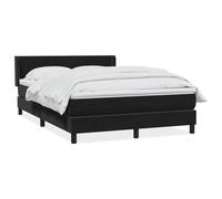 DYRJDJWIDHW Black Velvet Bed Frame with Mattress 140x220 cm - Complete Bed Set with Adjustable Headboard, Pocket Spring Mattress, Topper and Slatted Base for Ultimate Comfort and Support