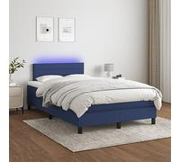DYRJDJWIDHW Blue LED Bed Frame with Mattress 120x200 cm Fabric Slatted Base Adjustable Headboard USB Lighting Modern Bedroom Furniture for Adults