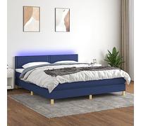 DYRJDJWIDHW Blue LED Bed Frame with Mattress 180x200 cm Fabric Slatted Base Adjustable Headboard USB Lighting Modern Bedroom Furniture Set Complete Sleeping Solution