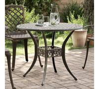 DYRJDJWIDHW Bronze Garden Table 90x75 cm Cast Aluminum Outdoor Patio Dining Set with Umbrella Hole, Elegant Design for Terrace, Balcony, Durable & Weather-Resistant