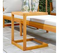 DYRJDJWIDHW C-Shaped Side Table 42x40x50 cm Solid Acacia Wood, Outdoor Indoor Use, Sturdy Coffee Table for Sofa Bedside, Durable Oil Finish, Holds 110kg, Perfect for Drinks Snacks Books