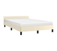DYRJDJWIDHW Cadre de lit 120x190 cm Similicuir crème avec tête de lit, Support Lombaire Ergonomique, Structure Robuste en contreplaqué, Design Moderne pour Chambre à Coucher, Facile à Nettoyer