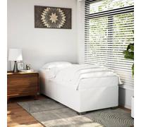 DYRJDJWIDHW Cadre de lit 90x200 cm sans Matelas, Blanc Similicuir, Structure de lit avec Lattes et Pieds Stables pour Chambre Adulte Chambre d'ami, Sommier Design et Durable