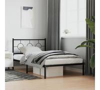 DYRJDJWIDHW Cadre de Lit Métal Robust avec Tête de Lit Intégrée Noir 107x203cm, Sommier Tapissier Inclus, Support Matelas 140x200cm, Structure Renforcée pour Chambre Adulte et Chambre d'Invite
