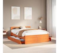 DYRJDJWIDHW Cadre de lit sans Matelas avec tête de lit Brun Cire 140x200 cmcadre de Deux Place Bed litConvient au Salon, à la Chambre à Coucher, au Bureau