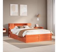 DYRJDJWIDHW Cadre de lit sans Matelas Cire Marron 140x190cm Bois pin massiflit Deux Place Bed Cadre deConvient au Salon, à la Chambre à Coucher, au Bureau
