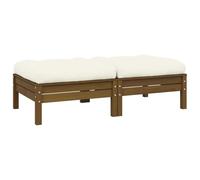 DYRJDJWIDHW Canapé 2 Places Jardin en Bois de Pin Massif avec Coussins Crème, Salon d'Extérieur Modulaire Résistant aux Intempéries pour Terrasse et Balcon, Charge Max 110kg