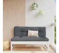 DYRJDJWIDHW Canapé Central 120x80 cm Blanc en Bois de Pin Massif pour Jardin et Terrasse, Canapé d'Extérieur Modulaire avec Coussin Moelleux, Cadre Robust et Stable, Design à Lattes Rustique