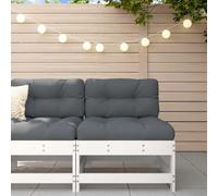 DYRJDJWIDHW Canapé Central en Bois de Pin Massif avec Coussins Blancs pour Jardin et Terrasse, Design à Lattes, Cadre Robuste et Stable, Confortable, Modulaire, 62x62x70.5 cm