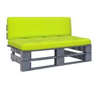 DYRJDJWIDHW Canapé Central Palette de Jardin Gris en Bois de Pin Imprégné - Salon d'Extérieur Modulaire avec Coussins Vert Vif Meuble Terrasse Résistant aux Intempéries - 110 x 65 x 55 cm