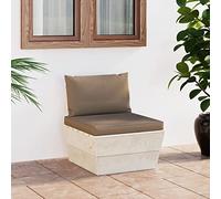 DYRJDJWIDHW Canapé Central Palette de Jardin Modulaire en Bois Épicéa Imprégné avec Coussins Doux, Confortable pour Terrasse, Salon Extérieur, 60x60x65 cm, Taupe