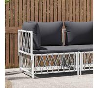 DYRJDJWIDHW Canapé d'angle de Jardin Blanc avec Coussins en Tissu tissé résistant, Cadre en Acier Enduit de Poudre, Salon extérieur modulaire pour terrasse et Balcon, Design élégant et Confortable
