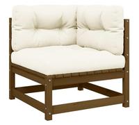 DYRJDJWIDHW Canapé d'angle de Jardin en Bois de pin Massif avec Coussins crème, Salon extérieur modulaire pour terrasse et Balcon, Meuble de Jardin Robuste et Confortable, capacité 110 kg