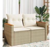 DYRJDJWIDHW Canapé de Jardin 2 Places Beige en Résine Tressée avec Coussins Confortables, Salon d'Extérieur Modulaire Durable pour Terrasse et Jardin, Facile à Nettoyer et Résistant aux Intempéries