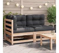 DYRJDJWIDHW Canapé de Jardin 2 Places en Bois de Pin Massif avec Coussins Confortables, Salon d'Extérieur Modulaire pour Terrasse et Jardin, Durable et Stable, 140x70x67 cm