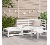 DYRJDJWIDHW Canapé de Jardin 2 Places en Bois Massif de Pin Blanc avec Repose-Pieds, Salon d'Extérieur Modulaire pour Terrasse et Jardin, Confortable et Durable, 210 cm