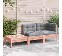 DYRJDJWIDHW Canapé de Jardin 2 Places en Bois Massif Douglas avec Coussins et Repose-Pieds - Salon d'Extérieur Modulaire pour Terrasse, Patio ou Jardin - Confortable et Durable