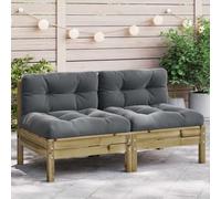 DYRJDJWIDHW Canapé de Jardin 2 Places en pin imprégné sans accoudoirs avec Coussins rembourrés, Ensemble Salon extérieur Confortable pour terrasse et Patio, résistant aux intempéries