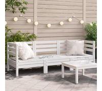 DYRJDJWIDHW Canapé de Jardin 3 Places en Bois de pin Massif Blanc, Salon d'extérieur Confortable pour terrasse et Patio, Design modulaire résistant aux intempéries, capacité 110 kg par siège