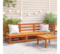 DYRJDJWIDHW Canapé de Jardin 3 Places en Bois de pin Massif Cire Marron, Salon d'extérieur Confortable pour terrasse et Patio, Design modulaire résistant aux intempéries, capacité 110 kg par siège