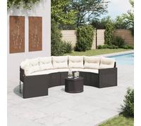 DYRJDJWIDHW Canapé de Jardin Demi-Rond avec Table Basse, Ensemble Salon de Jardin Noir en Résine Tressée et Coussins Confortables pour Terrasse, Balcon, Patio, Meuble d'Extérieur Durable et Élégant