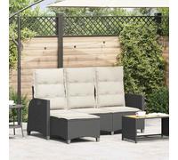 DYRJDJWIDHW Canapé de Jardin en L Inclinable avec Coussins, Salon de Noir en Polyrotin Résine Tressée, Dossier Réglable, Housse Lavable, pour Terrasse Jardin Piscine