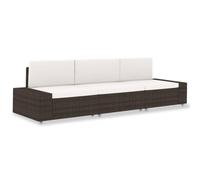DYRJDJWIDHW Canapé d'extérieur 3 Places en résine tressée Marron, Salon de Jardin modulaire avec Coussins Amovibles, résistant aux intempéries, Facile à Nettoyer, pour terrasse et Balcon