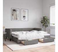DYRJDJWIDHW Canapé Lit 2 en 1 avec Gigogne et Tiroirs de Rangement, Convertible en Lit Double 90x200 cm, Gris Foncé, pour Salon et Chambre d'amis, sans Matelas Inclus