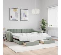 DYRJDJWIDHW Canapé Lit 2 en 1 avec Rangement, Gigogne et Tiroirs, Convertible en Lit Double 100x200 cm, Velours Gris, sans Matelas, pour Salon et Chambre d'amis
