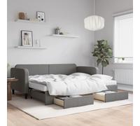 DYRJDJWIDHW Canapé Lit 2 Places avec Gigogne et Tiroirs de Rangement, Convertible en Lit Double 90x200 cm, Gris Foncé, Tissu Polyester, Idéal pour Salon et Chambre d'amis
