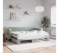 DYRJDJWIDHW Canapé Lit Gigogne 2 en 1 80x200cm Velours Gris Clair, de Repos Convertible avec 2 Matelas Mousse, Canapé d'Appoint et Lit d'Appoint pour Salon et Chambre d'amis
